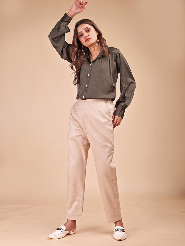 GREEN SATIN SHIRT WITH TROUSER
