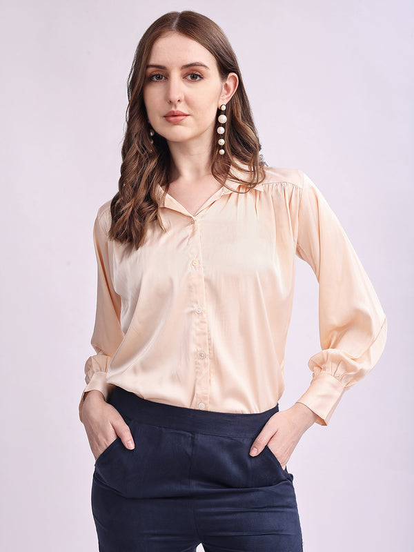 CREAM SATIN SHIRT WITH TROUSER
