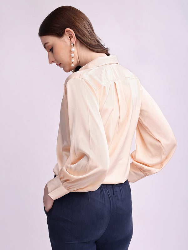 CREAM SATIN SHIRT WITH TROUSER