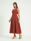 Rust Pinstripe A-Line Maxi Dress