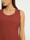 Rust Pinstripe A-Line Maxi Dress