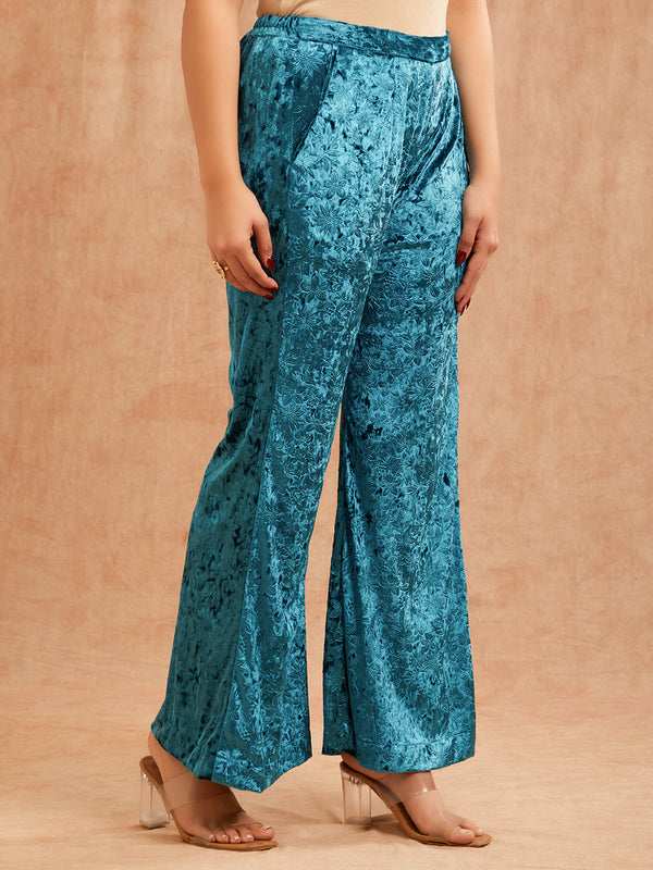 BLUE EMBOSSED VELVET CO-ORD SET