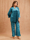 BLUE EMBOSSED VELVET CO-ORD SET