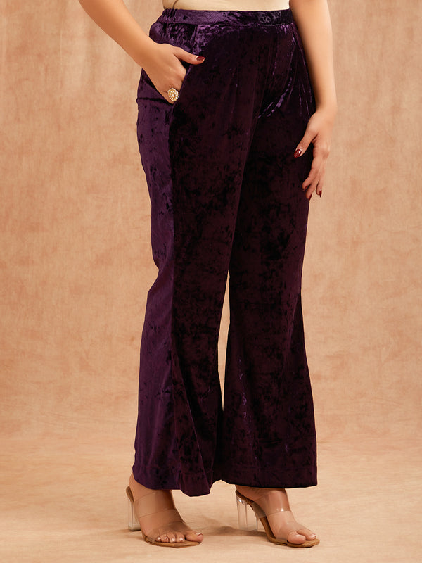 PURPLE VELVET PITA EMBROIDERED CO-ORD SET