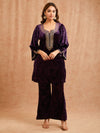 PURPLE VELVET PITA EMBROIDERED CO-ORD SET