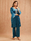 BLUE VELVET PITA EMBROIDERED CO-ORD SET