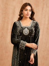 GREEN VELVET ANARKALI KURTA SET