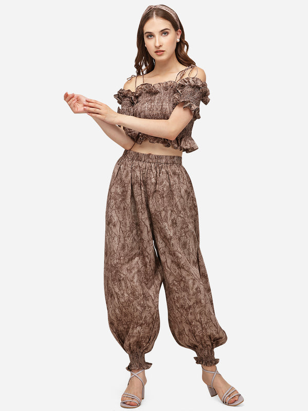 BROWN PRINTED AFGHANI BOTTOM