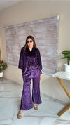 TANIYA IN PURPLE EMBOSSED VELVET CO-ORD SET