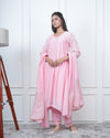 PINK KALI KURTA SET WITH FIDA DUPATTA