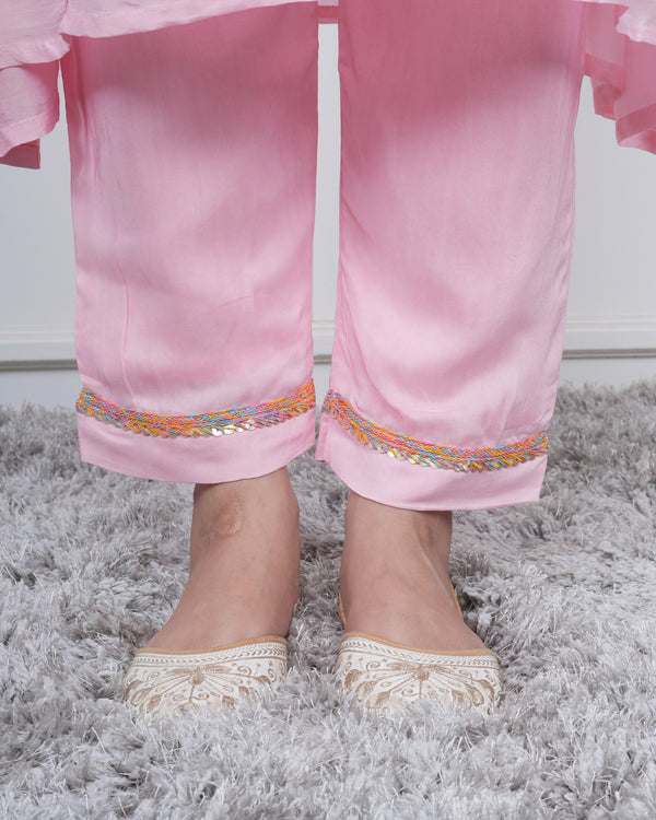 PINK KALI KURTA SET WITH FIDA DUPATTA