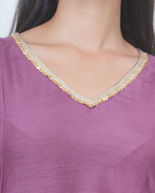 PURPLE KALI KURTA SET WITH FIDA DUPATTA