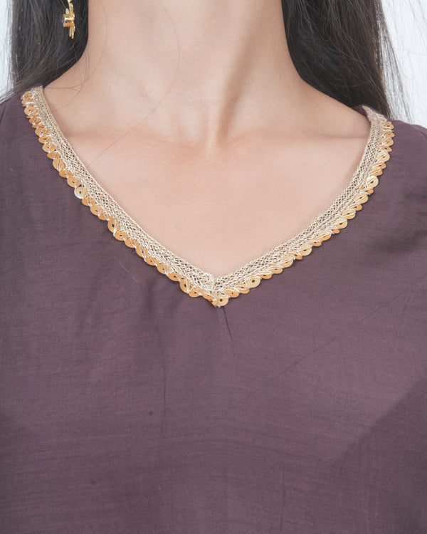 BROWN KALI KURTA SET WITH FIDA DUPATTA