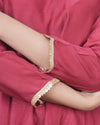 RED KALI KURTA SET WITH FIDA DUPATTA