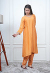 ORANGE KALI KURTA SET WITH FIDA DUPATTA