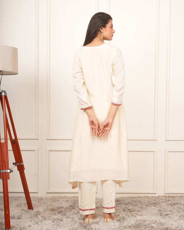 WHITE KALI KURTA SET WITH FIDA DUPATTA