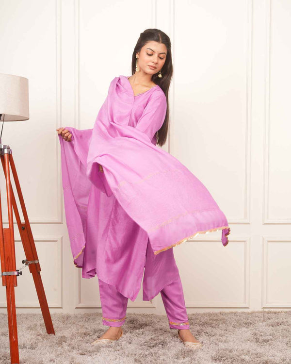 LILAC KALI KURTA SET WITH FIDA DUPATTA