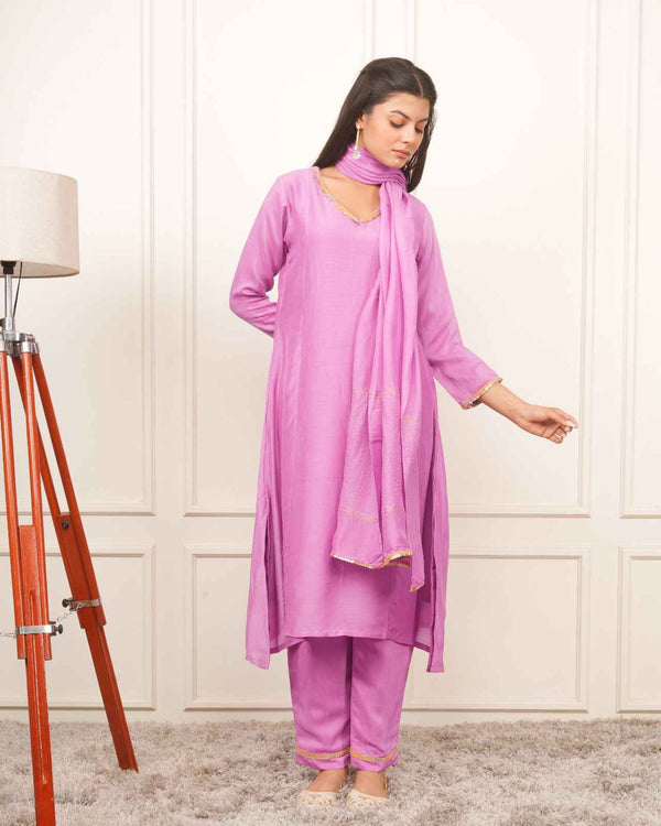 LILAC KALI KURTA SET WITH FIDA DUPATTA