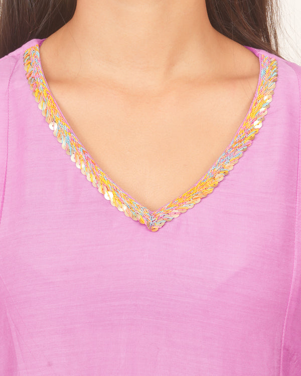 LILAC KALI KURTA SET WITH FIDA DUPATTA