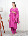MAGENTA KALI KURTA SET WITH FIDA DUPATTA