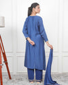 NAVY KALI KURTA SET WITH FIDA DUPATTA