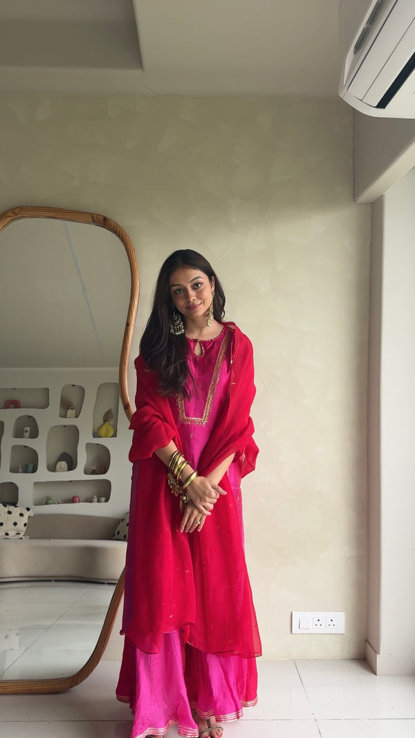 PRANALI MISTRY MEHTA IN ORGANZA SILK FESTIVE KURTA SET