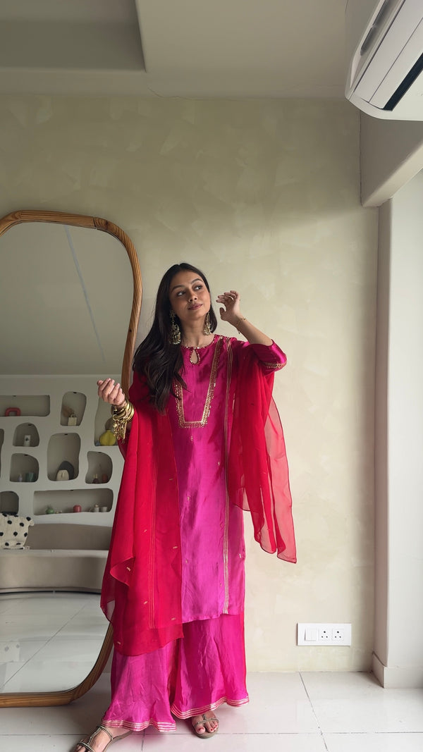 PRANALI MISTRY MEHTA IN ORGANZA SILK FESTIVE KURTA SET