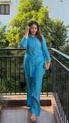 SHREYA SHARMA IN BLUE SEQUIN COTTON CO-ORD SET