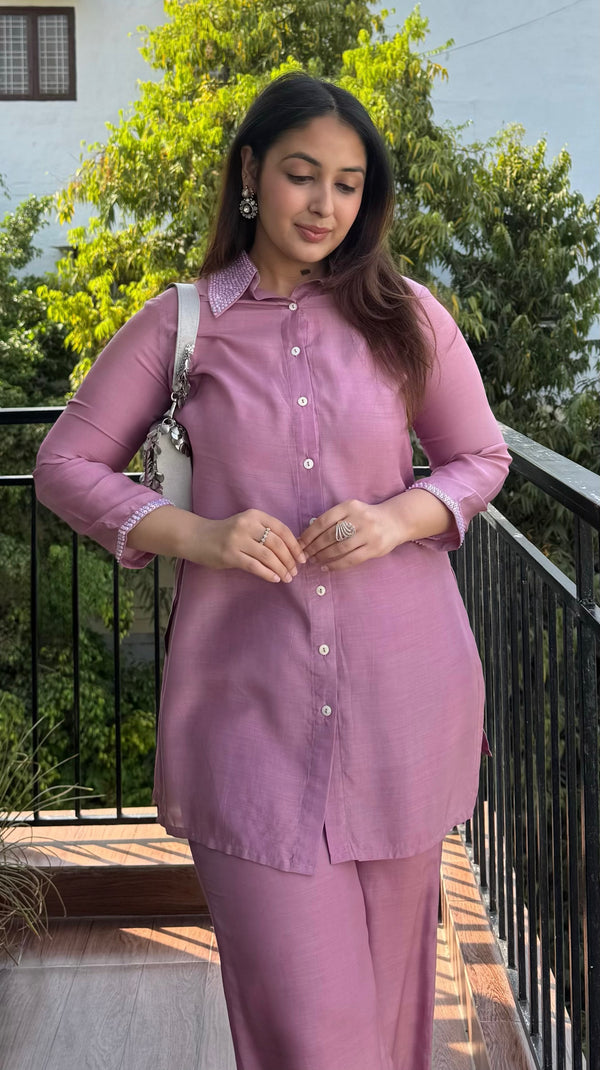 SHREYA SHARMA IN PURPLE SEQUIN COTTON CO-ORD SET