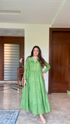 RADHIKA AGARWAL IN GREEN CHANDERI GATHERED ANAKALI