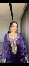 RIMJHIM IN PURPLE VELVET PITA EMBROIDERED CO-ORD SET