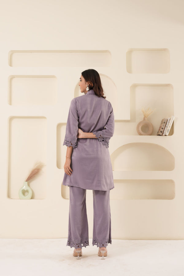 GUNJAN LADHA IN LILAC CUT WORK TUNIC AND BOTTOM SET