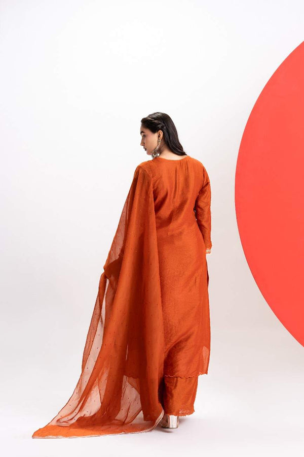 ORANGE STRAIGHT KURTA SET