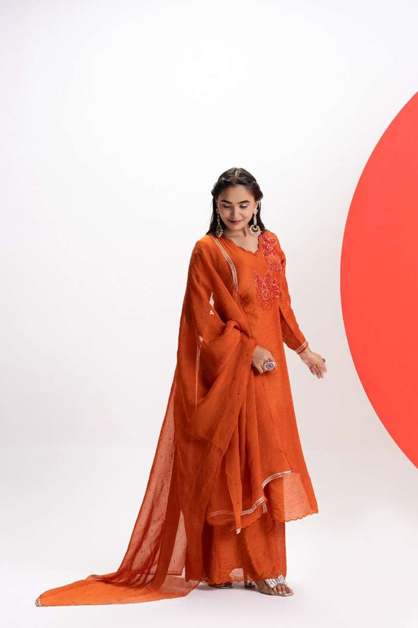 ORANGE STRAIGHT KURTA SET