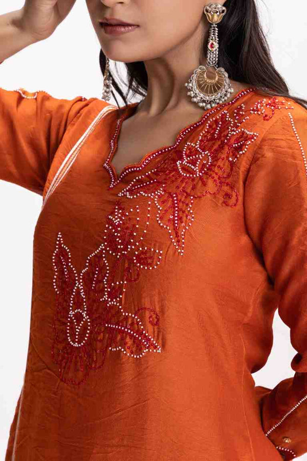 ORANGE STRAIGHT KURTA SET