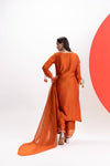 ORANGE SCALLOPED FESTIVE KURTA SET