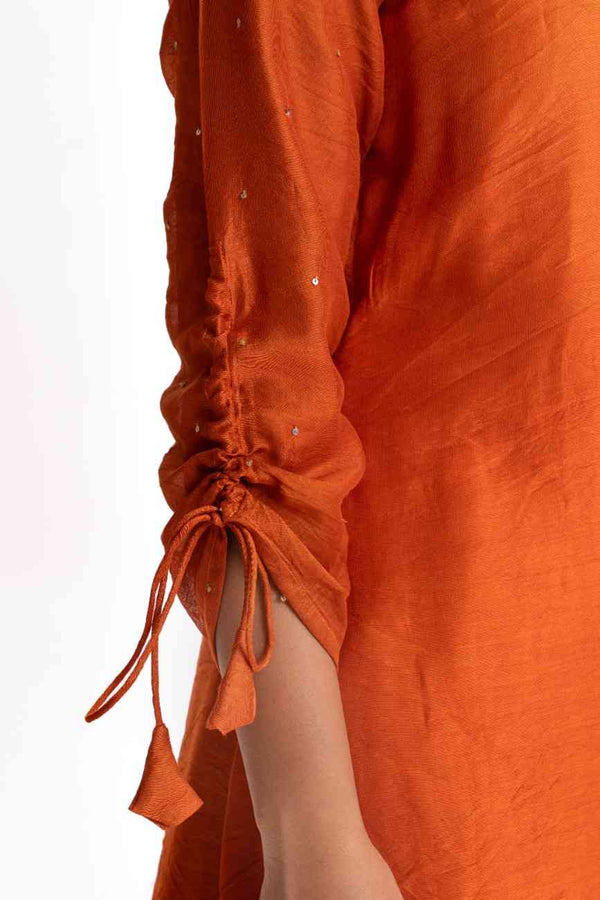 ORANGE SCALLOPED FESTIVE KURTA SET