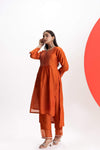 ORANGE PLEATED KURTA PANT