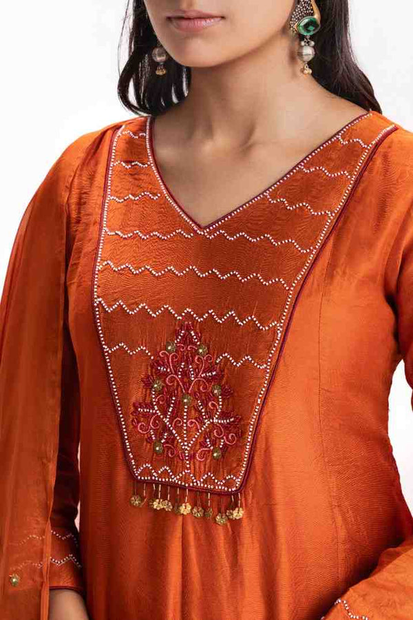 TANIYA ATMARAMANI ORANGE YOKE KALIKURTA SET