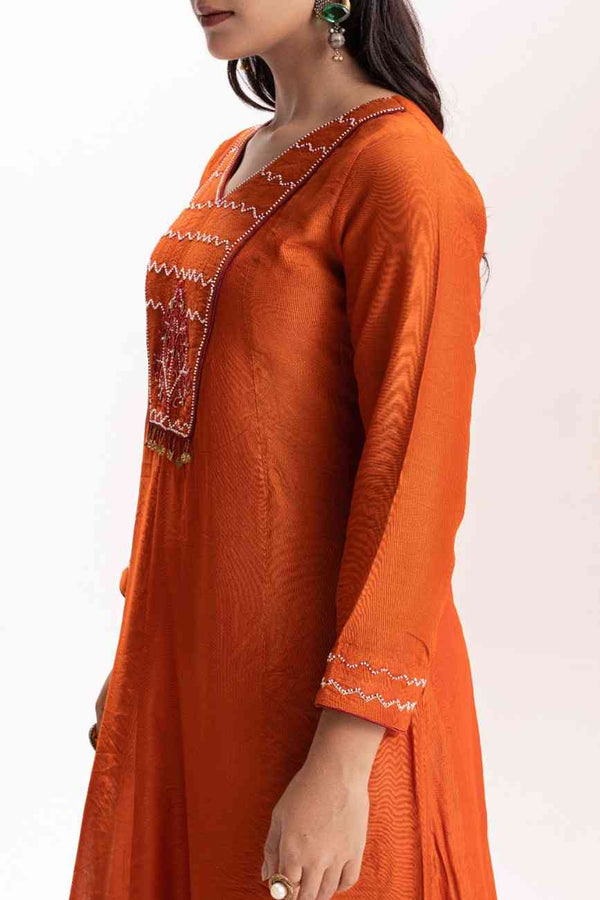 TANIYA ATMARAMANI ORANGE YOKE KALIKURTA SET