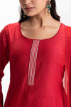 RED SCALLOPED FESTIVE KURTA SET