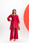 RED SILK SHADED 2-PIECE SET