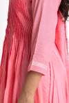 PINK MUSLIN PLEATED KURTA SET
