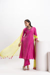 PINK CHANDERI KURTA PANT SET