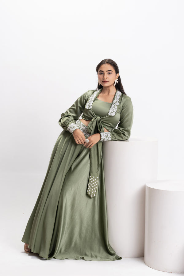 GREEN EMBELLISHED 3 PIECES SET