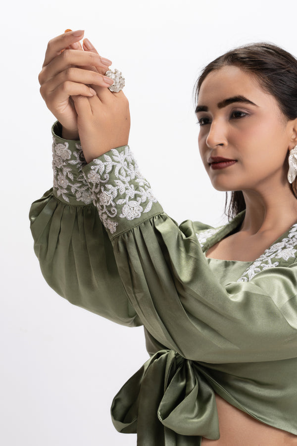 GREEN EMBELLISHED 3 PIECES SET