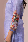 LILAC PRINTED COTTON LINEN KURTA SET