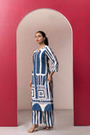 BLUE WOMEN PRINTED KURTA SET