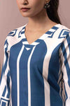 BLUE WOMEN PRINTED KURTA SET