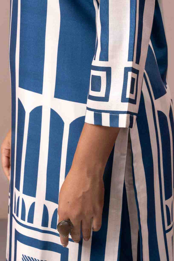 BLUE WOMEN PRINTED KURTA SET